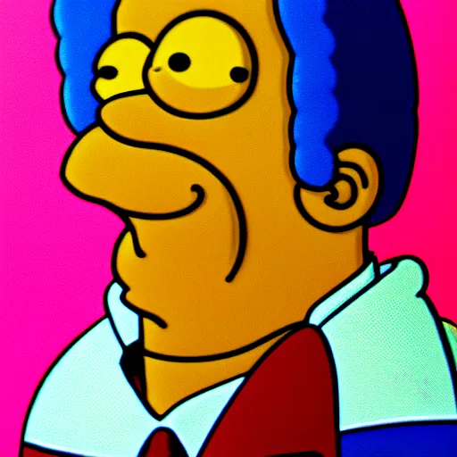 Prompt: Homer Simpson, portrait, 50mm (1999)