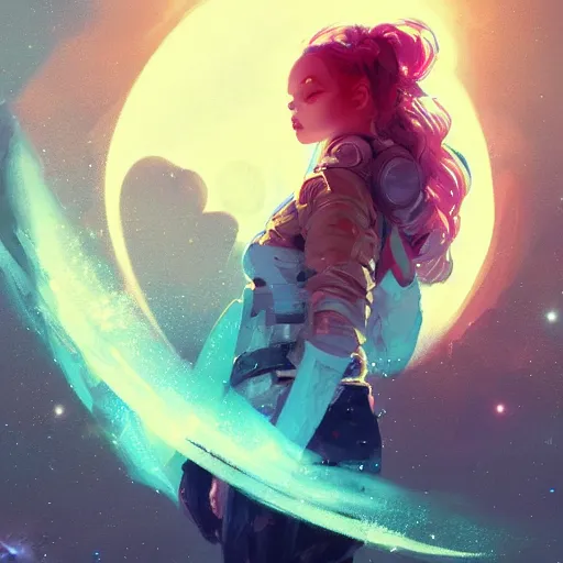 Prompt: young beautiful women in space illustration fantasy digital art by guweiz trending on artstation