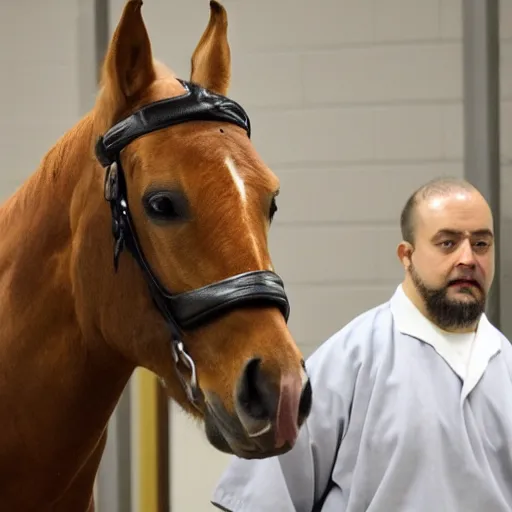 Prompt: inmate with horse head