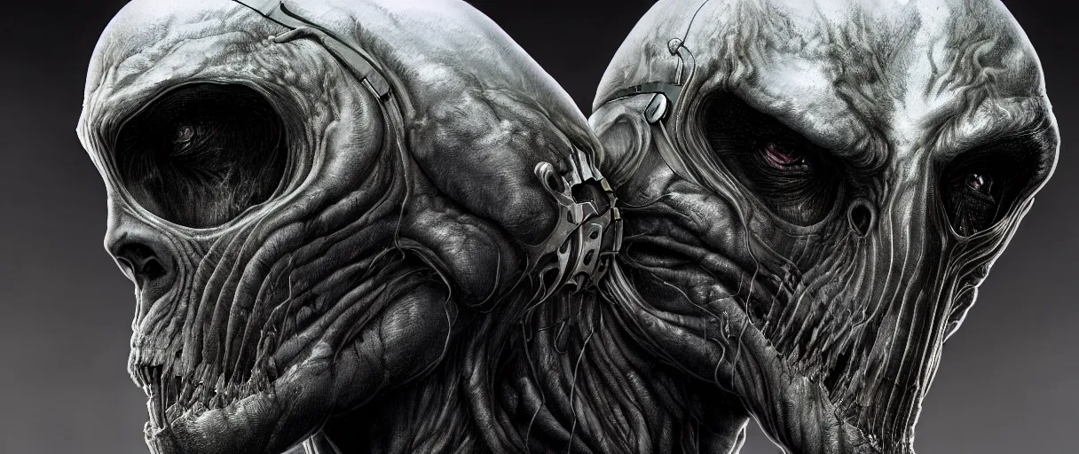 Prompt: hyperrealistic highly detailed side bust of chrome Jötunn smirking sharp concept art wayne barlowe hannah yata cinematic lighting 8k low angle shallow depth of field