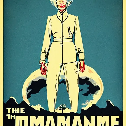 Prompt: propaganda poster for colonizing the moon with cate blanchett, by bonesetell