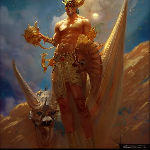 Image similar to god of moon, fantasy, painting by gaston bussiere, craig mullins, j. c. leyendecker, trending on artstation