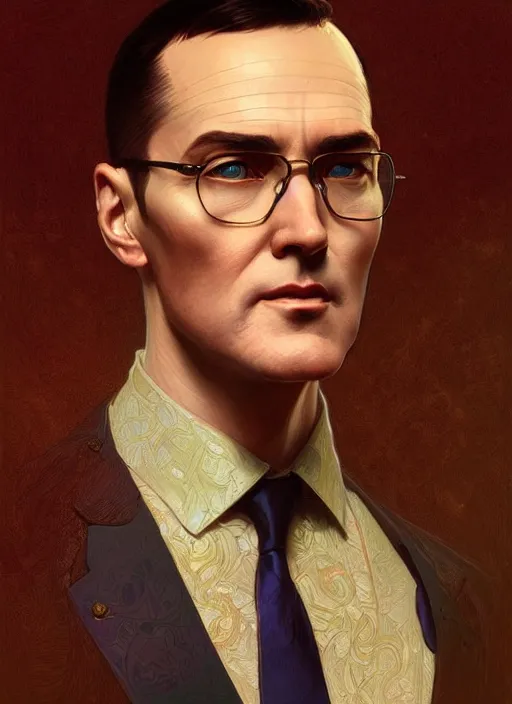 Image similar to portrait of d. b. cooper, intricate, elegant, highly detailed, my rendition, digital painting, artstation, concept art, smooth, sharp focus, art by artgerm and greg rutkowski and alphonse mucha and uang guangjian and gil elvgren and sachin teng, symmetry!!