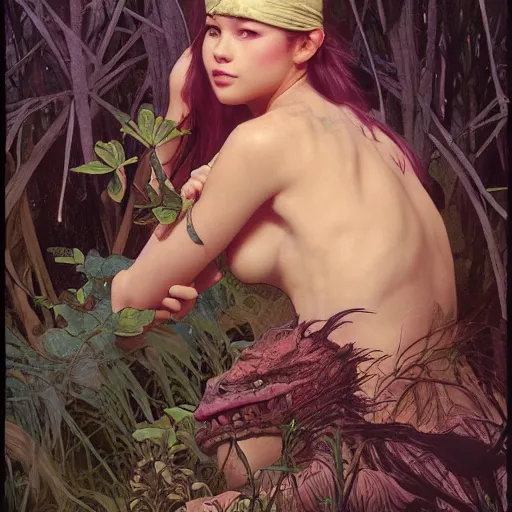 Prompt: swamp monster, 8 k, depth of field, 3 d, art by artgerm and greg rutkowski and alphonse mucha and uang guangjian and gil elvgren and sachin ten