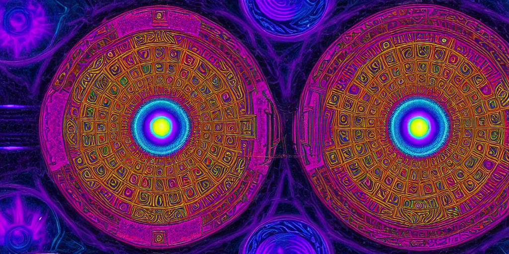 Prompt: dmt dream, eye of horace, sacred geometry, psychedelic architecture, soul frequency, 8 k resolution, highly detailed,