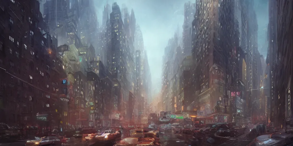 Image similar to vine - infested new york city, cinematic, stunning, elegant, highly detailed, digital painting, artstation, smooth, hard focus, illustration, art by jessica rossier and and brian froud
