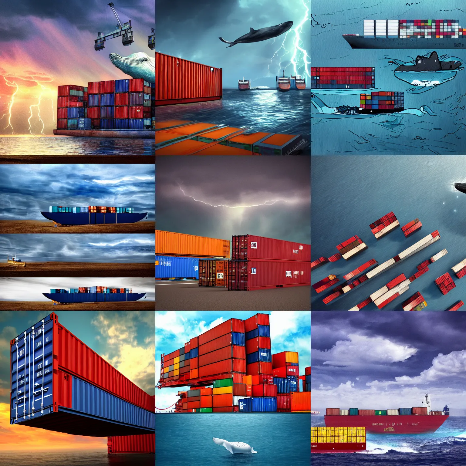 Prompt: Docker whale and shipping containers, trending on artstation, HDR lightning