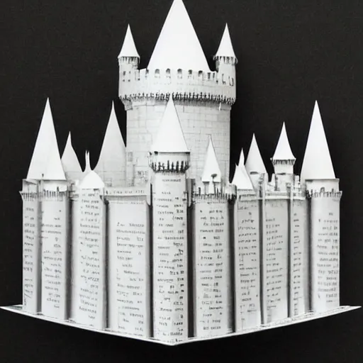 Prompt: intricate cut paper sculpture of hogwarts castle in a book