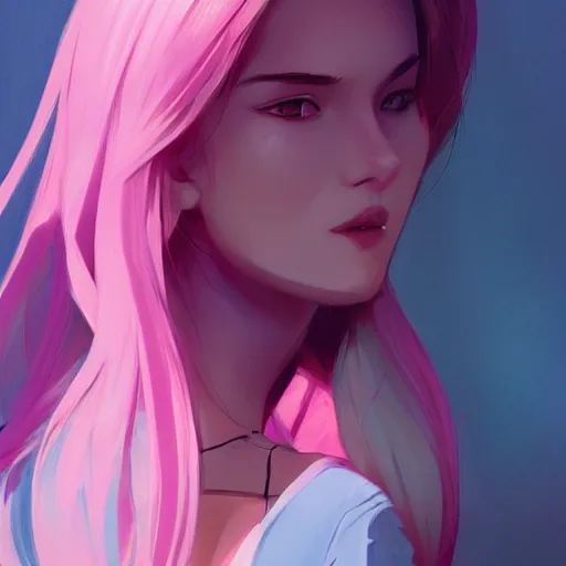 Image similar to portrait woman girl miss attractive eye catching official fanart behance hd artstation by Rossdraws and Jesper Ejsing, by Makoto Shinkai and Lois van baarle, ilya kuvshinov, portrait soft pink theme