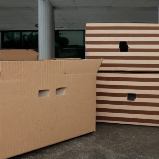 Prompt: two cardboard boxes kissing