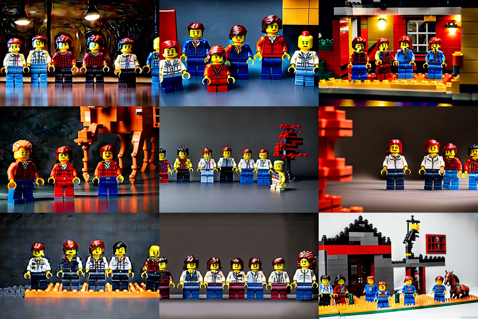 Image similar to a studio photo of the mounted lego set inspired on the serie stranger things. high quality, good light,