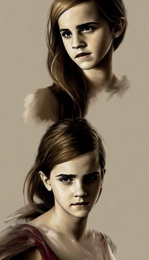 Image similar to Angel, perfectly-centered-painting of young Emma Watson in Mad Men looking at the camera, hands not visible, sweaty, wet, dynamic action pose, insane, intricate, highly detailed, digital painting, photography, artstation, concept art, smooth, sharp focus, illustration, Unreal Engine 5, 8K, art by artgerm and greg rutkowski and alphonse mucha