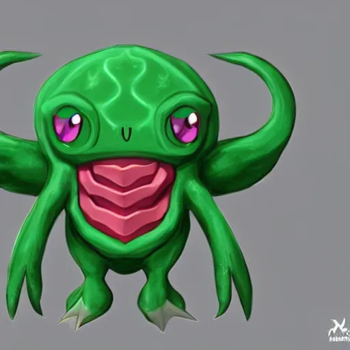 Image similar to an adorable cthulhu pokemon. very cute friendly. detailed. textured. beautiful. digital render.