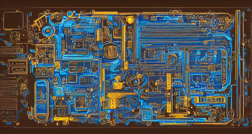 Prompt: product photography framing. digital paint krita render of a small square fantasy vacuum - tube motherboard made and powered by crystalline circuitry. trending on artstation. artificer's lab bg. premium print by angus mckie and james gurney