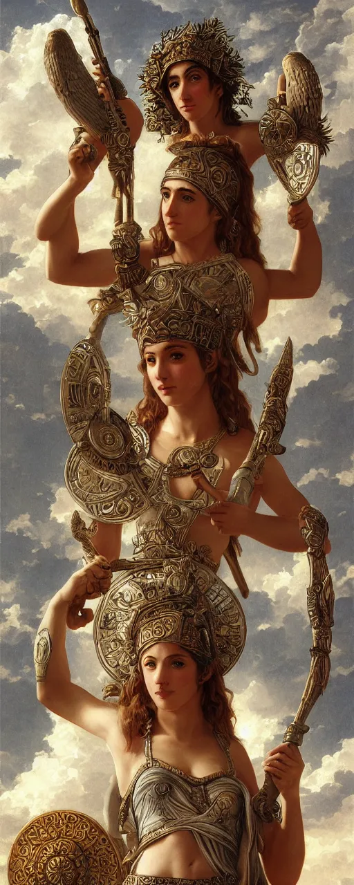 Image similar to goddess athena, highly detailed, concept art, intricate, sharp focus, einar jonsson and bouguereau