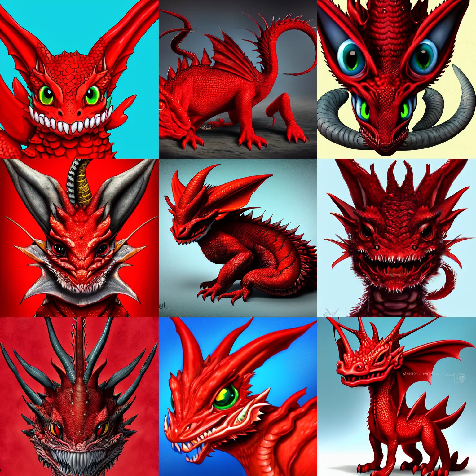 Prompt: a red dragonling pet with horns, mugshot, highly detailed illustration, 4k digital art