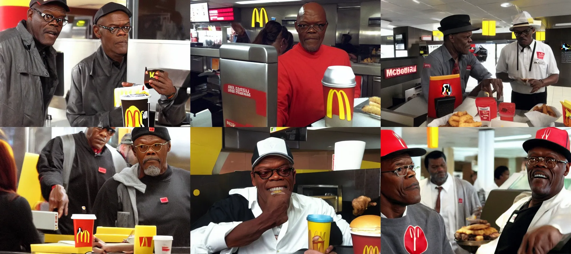 Prompt: Samuel L Jackson working in McDonalds