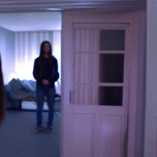 Prompt: footage from the film paranormal activity on photo