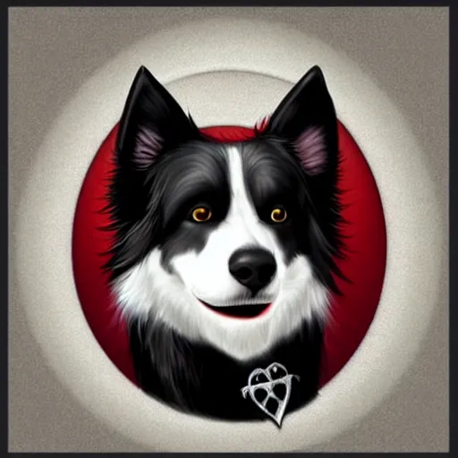 Prompt: a portrait of an anthropomorphic border collie with gothic attire, furaffinity, furry fandom, digital painting, cute