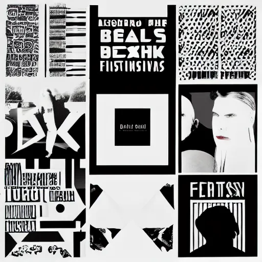 Prompt: beautiful cool graphic design setlist for pitchfork festival, bauhaus style photo collage stickers bold text design, set list of bands saturday and sunday