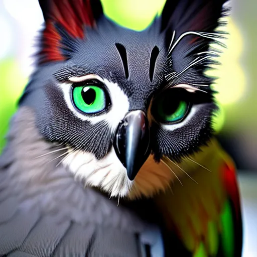 Image similar to a parrot - cat - hybrid, animal photography