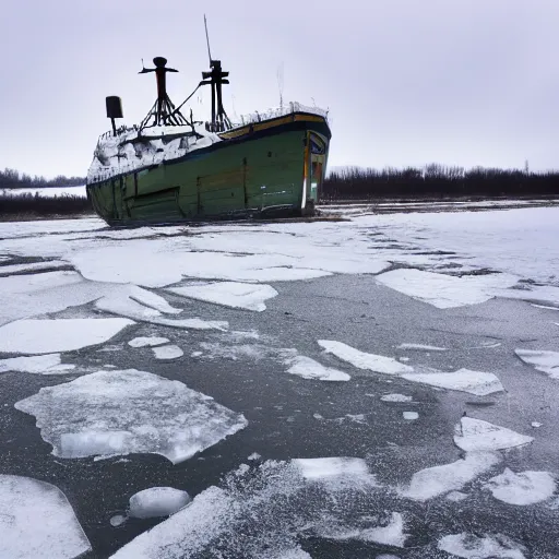 pirate ship, winter, ice breaker, puddles, empty, | Stable Diffusion ...