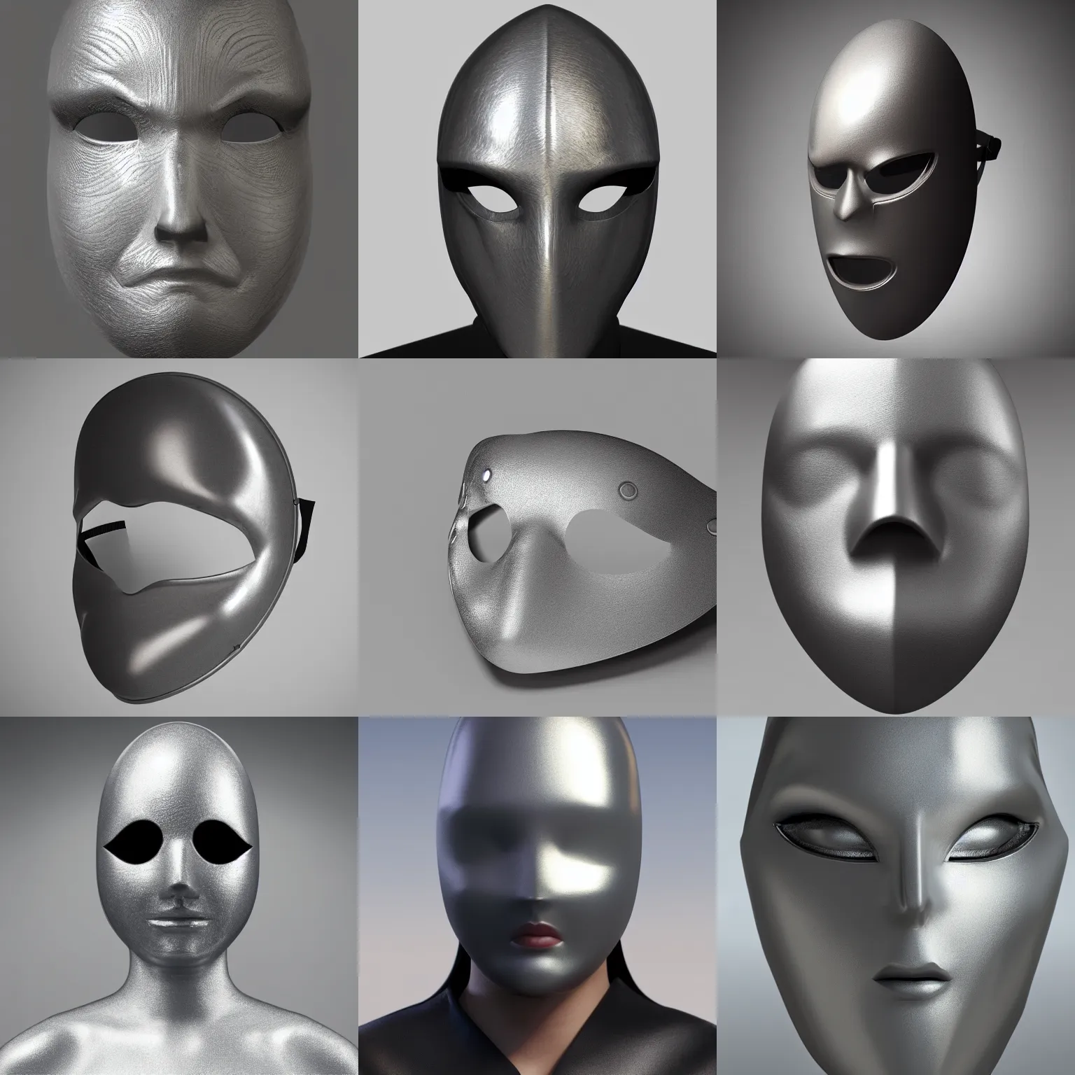 Prompt: smooth featureless oval silver mask, digital art, 8 k, unreal engine, octane rendering