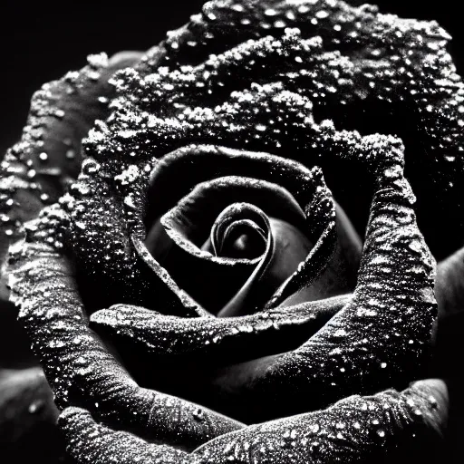 Image similar to award - winning macro of a beautiful black rose made of molten magma and nebulae on black background by harold davis, georgia o'keeffe and harold feinstein, highly detailed, hyper - realistic, strong inner glow and mist, trending on deviantart, artstation and flickr, nasa space photography, national geographic