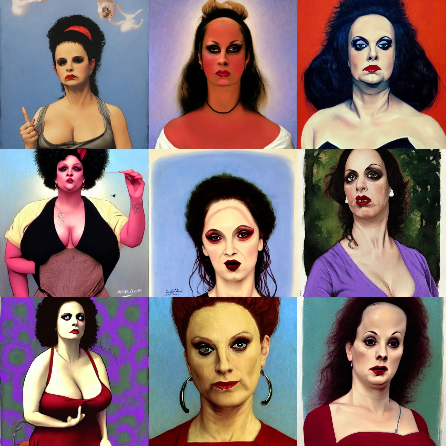 Prompt: Dawn Davenport from Female Trouble, portrayed by Divine, John Waters movie, painted by Bouguereau