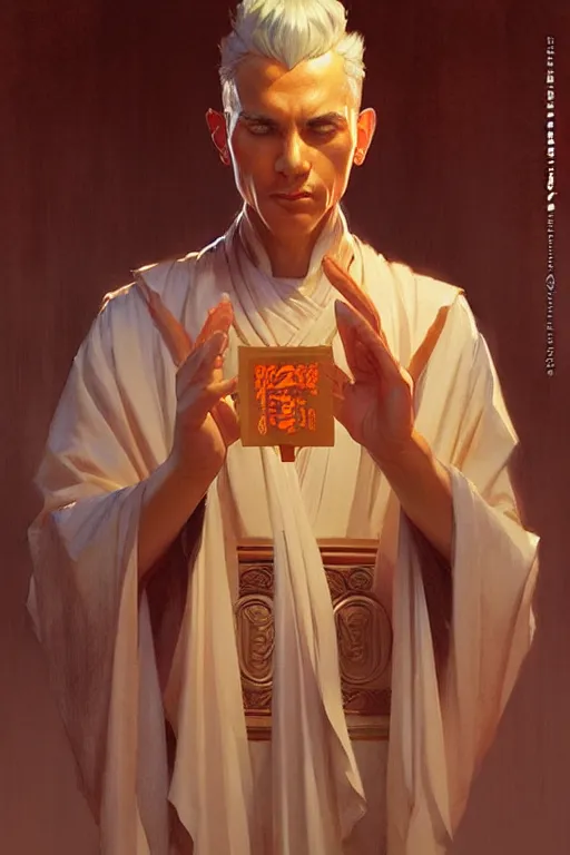 Prompt: male, temple, taoism, painting by greg rutkowski, j. c. leyendecker, artgerm