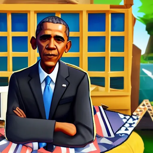 Image similar to obama as a character from fortnite