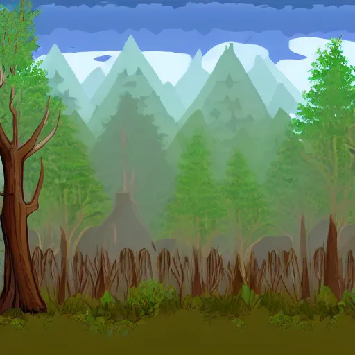 Image similar to a clearing in a forest in the style of a sierra point and click adventure game