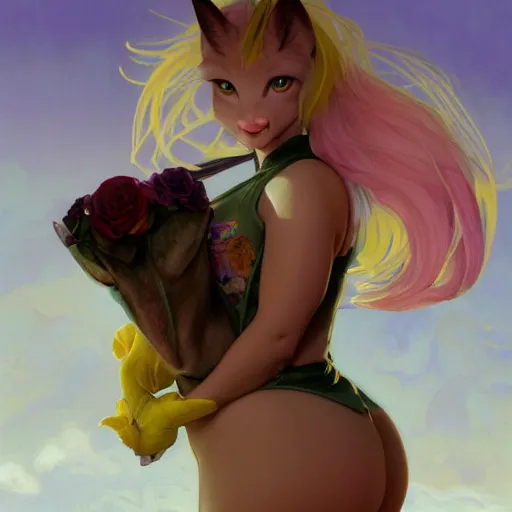 Image similar to portrait of a menacing beautiful Fluttershy, pegasus mare, short muzzle, top half of body, My Little Pony, by Stanley Artgerm Lau , greg rutkowski, thomas kindkade, alphonse mucha, loish, norman rockwell, J. C. Leyendecker. bright pink mane, yellow fur, angry complexion, beautiful detailed eyes, black rose frame. D&D, fantasy. Trending on artstation rule of thirds extremely detailed old illustration hd 4k