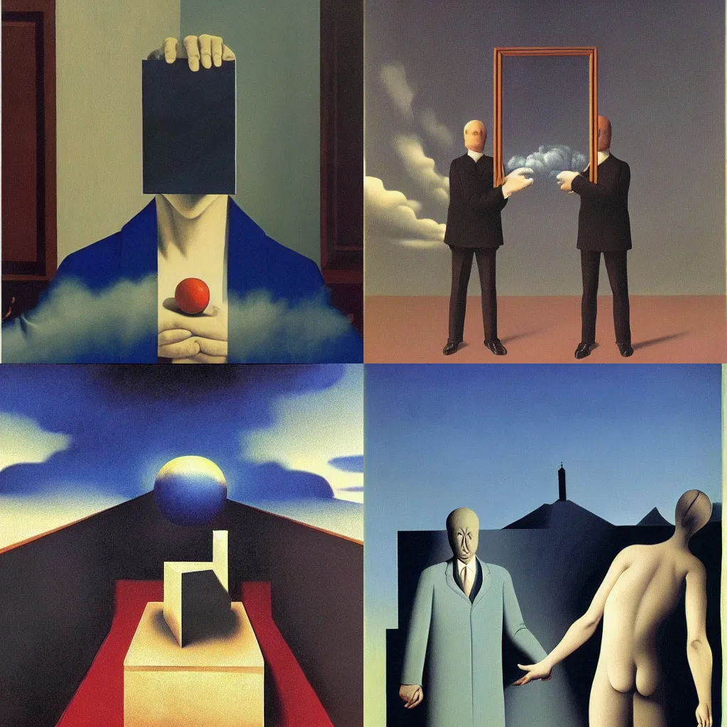 Prompt: Exorcism session by Rene Magritte