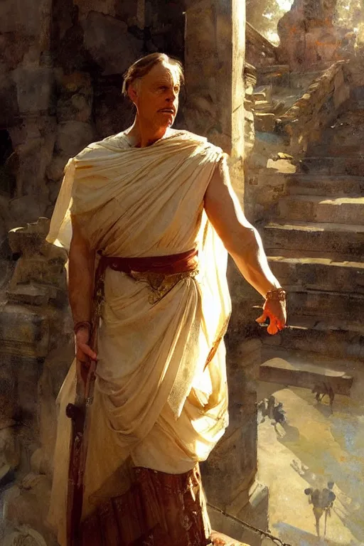 Image similar to ancient roman steve buscemi ascending wearing the civic crown, art by anders zorn, wonderful masterpiece by greg rutkowski, beautiful cinematic light, american romanticism by greg manchess, jessica rossier