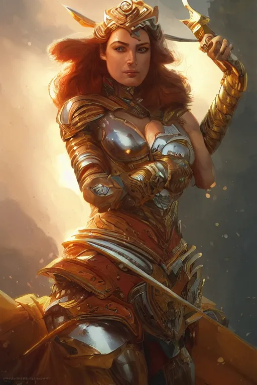 Image similar to amazon valkyrie athena, d & d, fantasy, portrait, highly detailed, headshot, digital painting, trending on artstation, concept art, sharp focus, illustration, art by artgerm and greg rutkowski and magali villeneuve