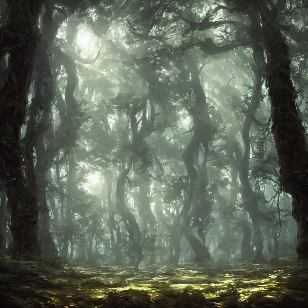 Prompt: a wide shot of a forrest with trees made of hands, fantasy epic legends stylized digital illustration radiating a glowing aura illumination ray tracing hdr fanart arstation, 8 k, art by greg rutkowski, ultra detailed