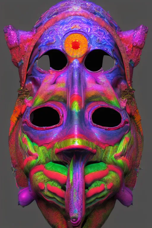 Image similar to psychedelic Shpongle mask concept art trending on artstation hd