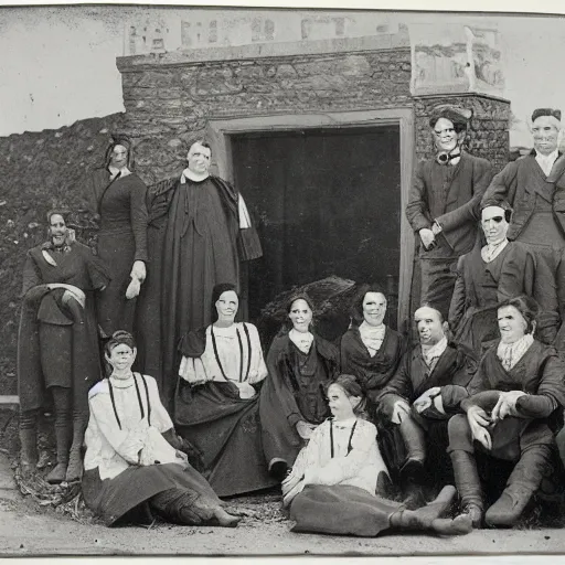 Image similar to Victorian Photograph of Medical students outside posing for a photograph next to a skeleton