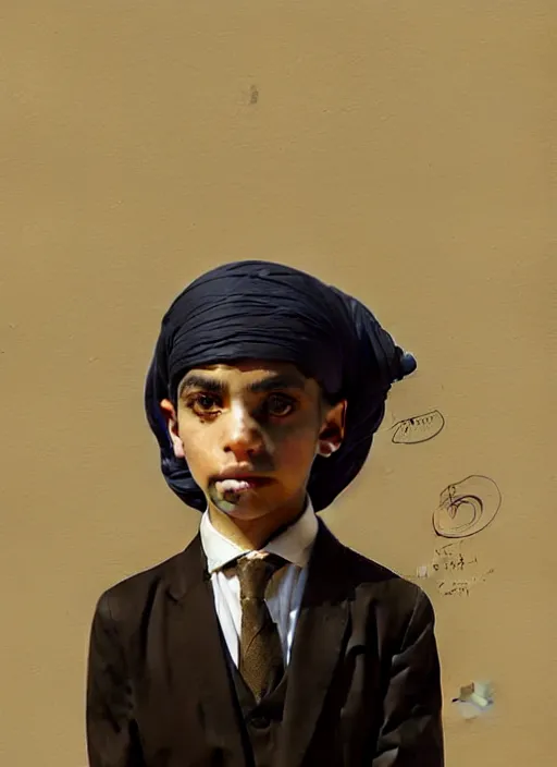 Prompt: a portrait of an egyptian boy with a crooked nose in victorian clothing, confident pose, intricate, elegant, sharp focus, illustration, highly detailed, concept art, matte, trending on artstation, anime, art by james jean and artgerm and brian despain and alberto mielgo, greg rutkowski, wlop, ilya kuvshinov, strong strokes