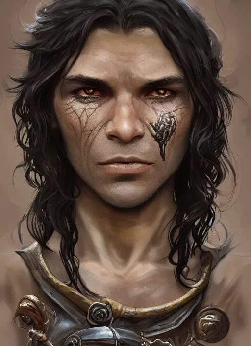 Prompt: male gruntly halfling mage with dark skin and a rat-like face ,beautiful detailed eyes, dirty, fantasy, intricate, rough, highly detailed, digital painting, 4k, HDR, concept art, detailed jewelry, smooth, sharp focus, illustration, art by Artgerm, H R Giger and Alphonse Mucha