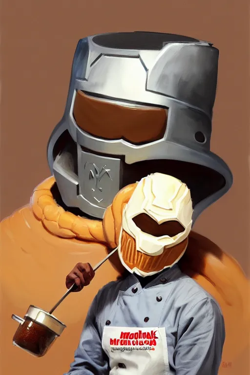 Image similar to mf doom as cooking pancakes animation pixar style, cooking show, by magali villeneuve, artgerm, jeremy lipkin and michael garmash, rob rey and kentaro miura style, trending on art station