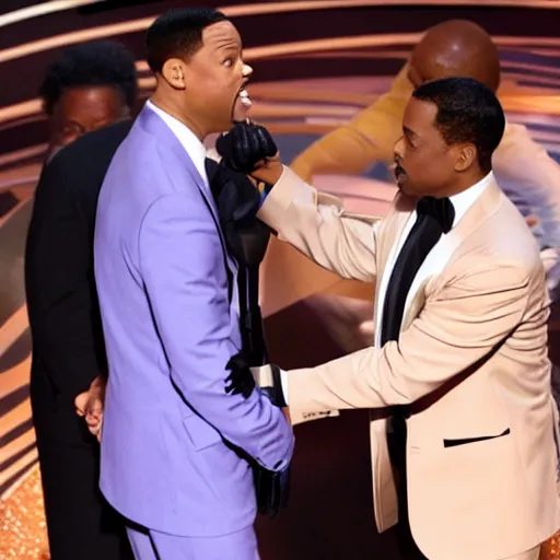 Image similar to will smith slapping chris rock at oscars 4k