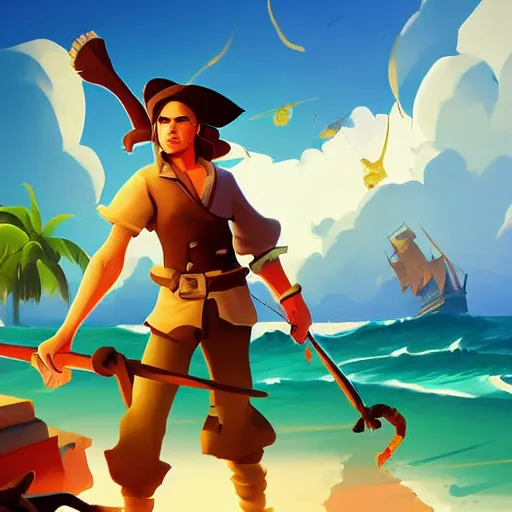 Image similar to painting treasure on sea of thieves game smooth median photoshop filter cutout vector, behance hd by jesper ejsing, by rhads, makoto shinkai and lois van baarle, ilya kuvshinov, rossdraws global illumination