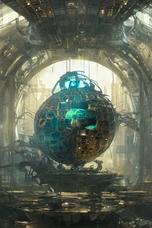 Image similar to Digital conceptl art, very highly detailed solarpunk Haker that haking siting inside the giant very highly detailed solarpunk computer, by Hiromasa Ogura, very highly Detailed digital concept art by Greg Rutkowski, Dimensional Cyan Gold LED light, rendered in Octane Render