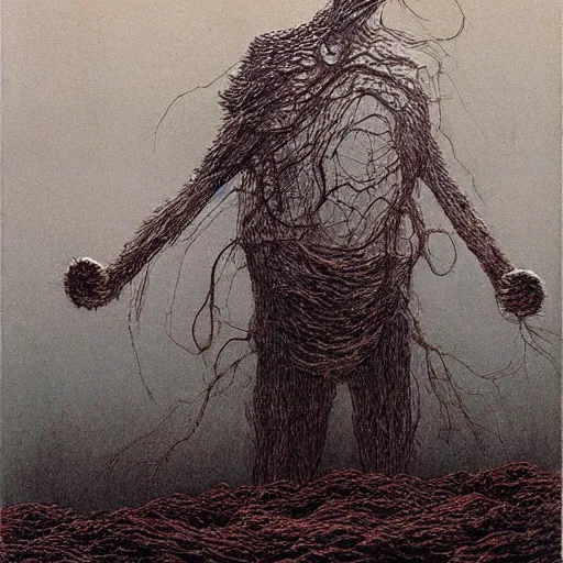 Prompt: a horrifying eldritch man by Beksinski and Junji Ito