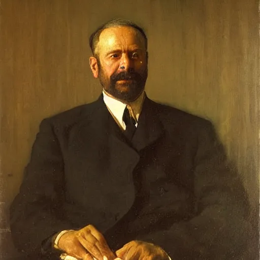 Prompt: portrait of eugene ma by repin, oil on canvas
