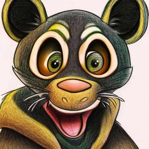 Image similar to colored Pencil drawing of cartoon furry character, highly detailed