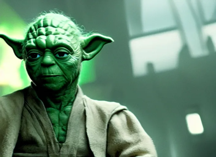 Prompt: a film still of yoda as hulk in the avengers 2 0 1 2