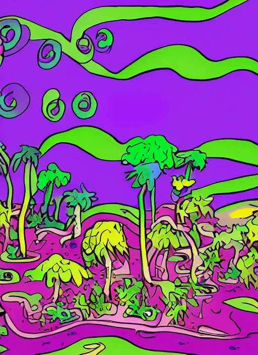 Prompt: purple island made from paint cartoon app background artwork, digital art, award winning